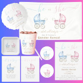 Hij of Zij Roze & Blauw Wandelwagen Gender Reveal  Kaart