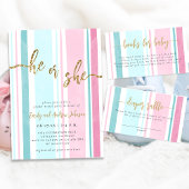 Hij of Zij Pink and Blue Gender Reveal Kaart