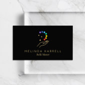 Healing Hand Logo Reiki, Massagetherapie Donkerbla Vierkante Visitekaartje