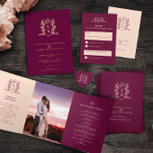 Kroon monogram gouden wijn rode bruiloft nacht erv folie uitnodiging