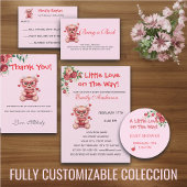 Sweet Heart Teddy Bear Pink Baby Shower Satijnen Lint