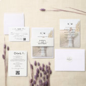 Script Heart QR Code Photo Off White RSVP (Personaliseer de collectie van deze zelfstandige maker.)