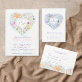 Shells hartkunst bedankt strandbruiloft ronde sticker (Personaliseer de collectie van deze zelfstandige maker.)