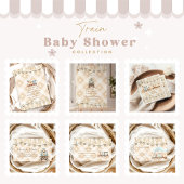 Hearts Neural Waterverf Train Baby shower Kaart