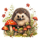 Waterverf Woodland Hedgehog Mushrooms Baby shower Bedankkaart