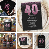 Hello 40! modern 40th birthday with gold glitter kaart