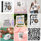 Hello 70 Black & White Dots Photo & Name Birthday Magneet