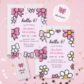 Hallo Cutie Roze Cartoon Bows Verjaardagsfeest Kaart