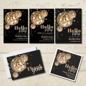 Elegant Zwart en Goud Shhh het is een Verrassing 5 Kaart