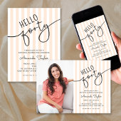 Hello Forty Modern Script Chic 40th Birthday Party