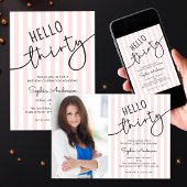 Hello Thirty Modern Script 30th Birthday Party Papieren Bordje