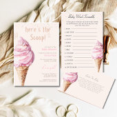 Roze Ice Cream Baby shower Luier Raffle Ticket Informatiekaartje