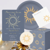 Hier komt het zoon baby shower folie uitnodiging