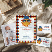 Hier komt de Son Plaid Baby Shower Papieren Bordje