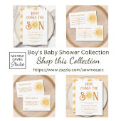 Hier komt de zoon Baby shower dank u Bedankkaart