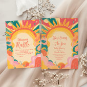 Hier komt het Son Yellow Sunshine Baby shower Kaart