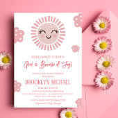 Roze Sunshine Baby shower Luier Raffle Ticket Informatiekaartje