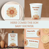 Hier komt het Son Boho Retro Boy Baby shower Kaart