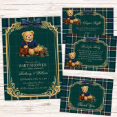 Luxury Preppy Teddy Bear Baby Shower Diaper Raffle Informatiekaartje