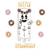 Hippie Halloween Ghost Uitnodiging