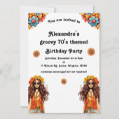 Groovy Hippie 1970's thema verjaardagsfeestje Bedankkaart