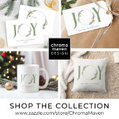 Minimalistische groene Waterverf krans Joy Christm Etiket