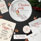 Holiday Berry Branch Christmas Party Invitation Kaart