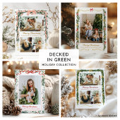 Modern Christmas Greenery and Bows 1 Photo Feestdagenkaart