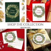 Kerstkrans Elegant Feestelijk Groen Botanisch Ronde Sticker