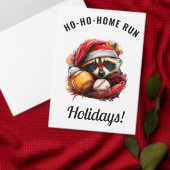 Ho-Ho-Home Run Raccoon — Baseball Travel Mug Thermosbeker (Personaliseer de collectie van deze zelfstandige maker.)