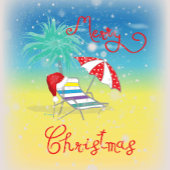 Vrolijk kerstfeest, Santa Hat, palmboom, strand Drankjes Onderzetter