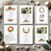 Waterverf met kerstbruiloft Floral Holly Servet