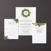 Holly Berries Wreath Monogram Winter Wedding Acryl Uitnodigingen (Personaliseer de collectie van deze zelfstandige maker.)