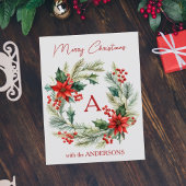 Monogram Kerst ornament dennenboom krans Sleutelhanger