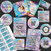 Holografische QR-code en aangepaste tekst ronde st Sticker