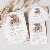 Moo Moo Roze Boho Koe Pampas Grass 2e Verjaardag Kaart