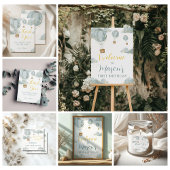 Dusty Blue Hot Air Ballon Theme Verjaardag Jongen Servet