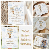 Blue Hot Air Balloon Boy 1e verjaardag Ronde Sticker