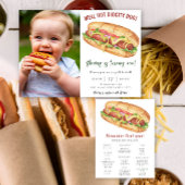 Waterverf hotdog eerste verjaardagsfeestje bedankkaart