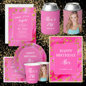 Hot Pink Gold Glitter Surprise Birthday Party Servet
