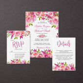 Roze Roos van Fuchsia Botanical Floral Wedding Kaart (Personaliseer de collectie van deze zelfstandige maker.)