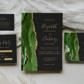 Hunter Green Gold Agate Dark Weddenschap - Gegeven Informatiekaartje