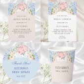 Pink Peony Romantic Blue Hydrangea Vrijgezellenfee Servet