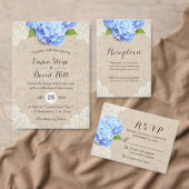 Rustieke Blauwe Hydrangea Kant & Burlap Trouwtafel Kaart (Personaliseer de collectie van deze zelfstandige maker.)