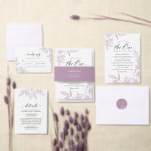 Elegante Bloemenhoeken Bruiloft Lavendel QR Code Kaart (Personaliseer de collectie van deze zelfstandige maker.)