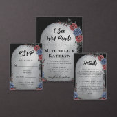 Headstone Floral Dark Gothic Wedding Address Etiket (Personaliseer de collectie van deze zelfstandige maker.)