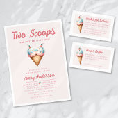 Two Scoops Ice Cream Twins Baby shower Kaart