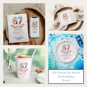 Ice Cream “Six Seven” 7th Birthday Party for Kids Bedankkaart