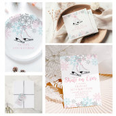 IJsblauw roze sneeuwvlokken Birthday Papieren Bekers