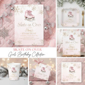 Pink Ice Skating Gold Glitter Snowflake Birthday Kaart
